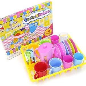 PowerTRC Juego de platos de cocina y té para lavar y secar para niños PowerTRC Juego de platos de cocina y té para lavar y secar para niños