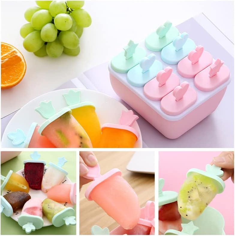 Molde de helado hecho a mano para helados, moldes para paletas de postre para congelador, fruta, cubitos de hielo, formas reutilizables (azul)