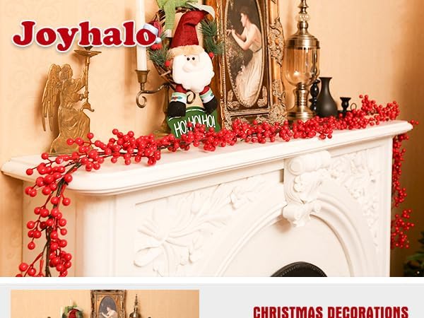 Joyhalo Guirnalda de bayas rojas, vid de bayas de acebo de Navidad de 8.9 pies para árbol de Navidad, guirnalda de bayas de invierno para manto,