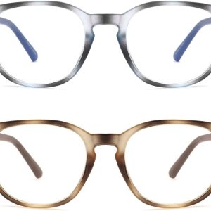 Areyeth 2 pares de anteojos de lectura redondos retro para mujer, lectores con bloqueo de luz azul, anteojos de moda antifatiga ocular (1.75X) Areyeth 2 pares de anteojos de lectura redondos retro para mujer, lectores con bloqueo de luz azul, anteojos de moda antifatiga ocular (1.75X)