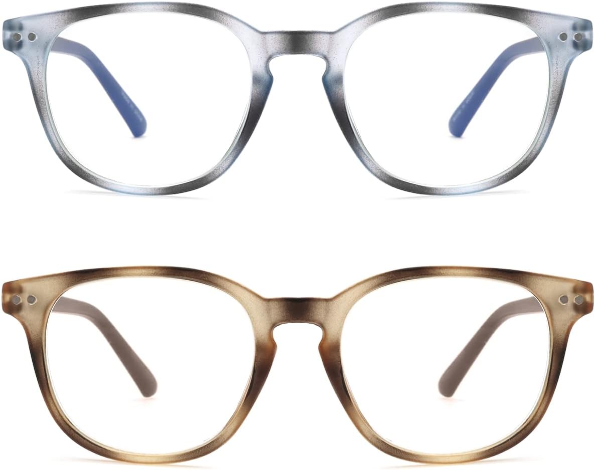 Areyeth 2 pares de anteojos de lectura redondos retro para mujer, lectores con bloqueo de luz azul, anteojos de moda antifatiga ocular (1.75X)
