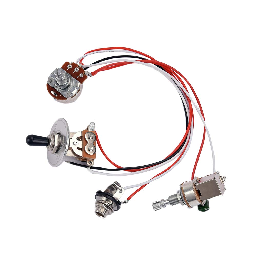 1 juego de arnés de cableado para guitarra eléctrica, kit precableado de 3 vías, 1 volumen, 1 tono, potenciómetro de 500 K