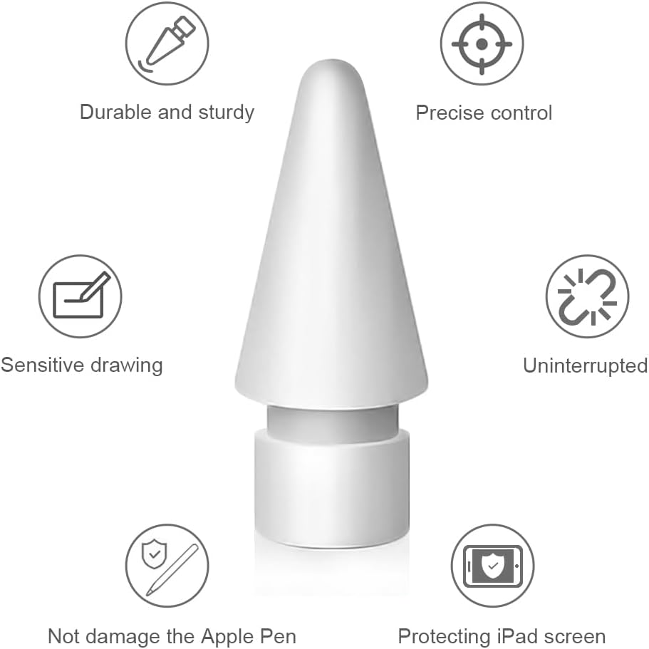 Puntas de repuesto para Apple Pencil de 2 generación, 1 generación, punta de lápiz USB-C (paquete de 4)