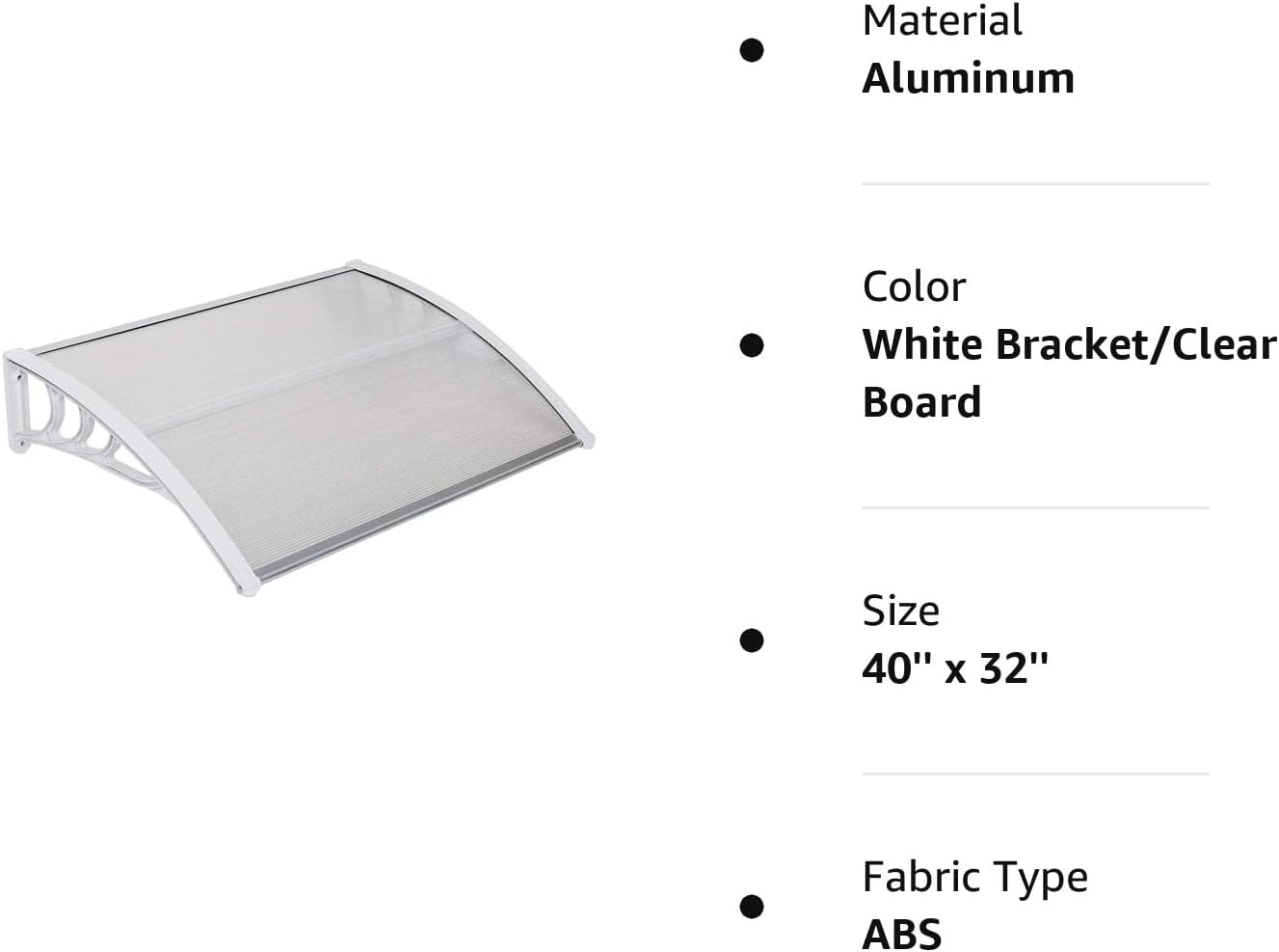 Toldo para ventana, toldo para puerta, 40 x 32 pulgadas, toldo para puerta delantera, toldo para patio al aire libre, protección UV, lluvia y nieve,