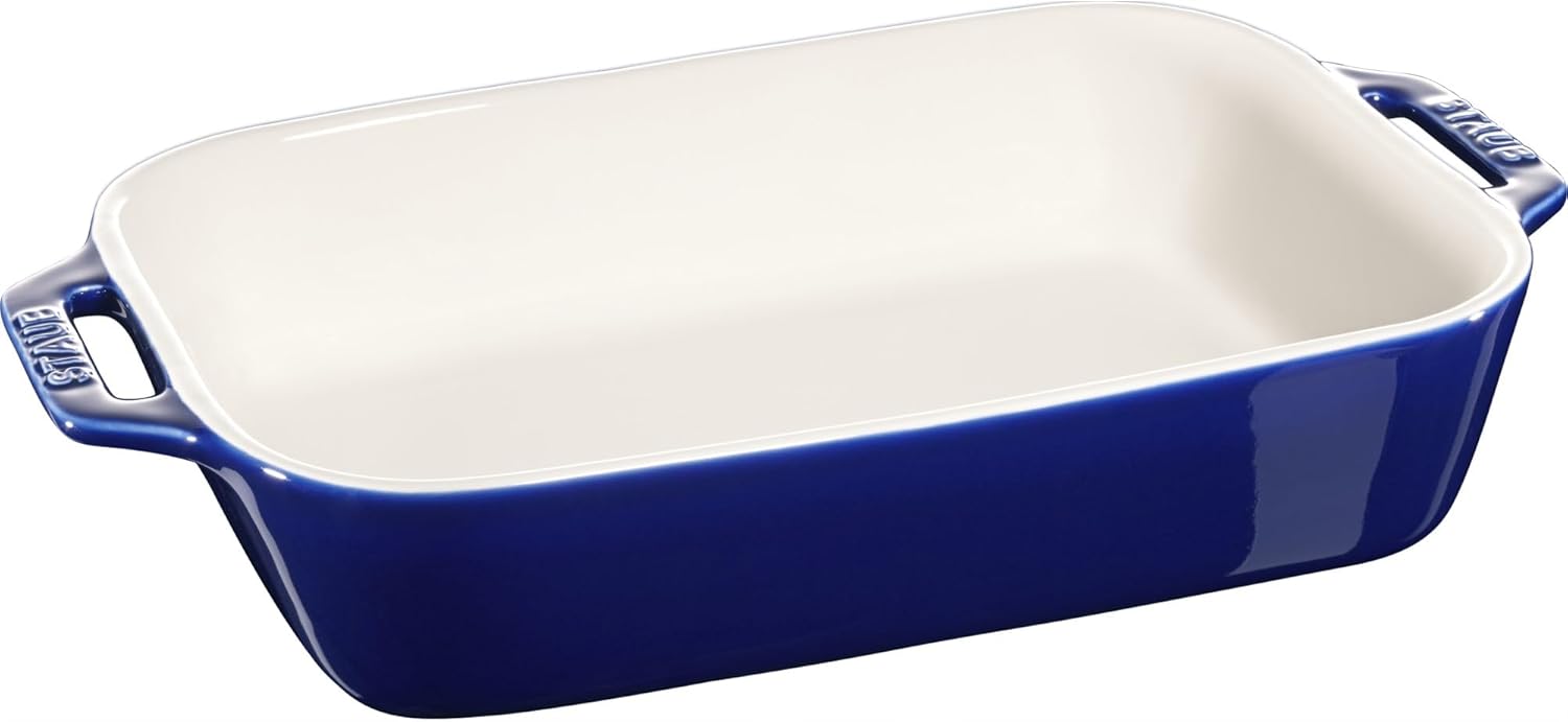 STAUB – 40508-591 STAUB Ceramics – Plato rectangular para hornear, 10.5 x 7.5 pulgadas, azul oscuro