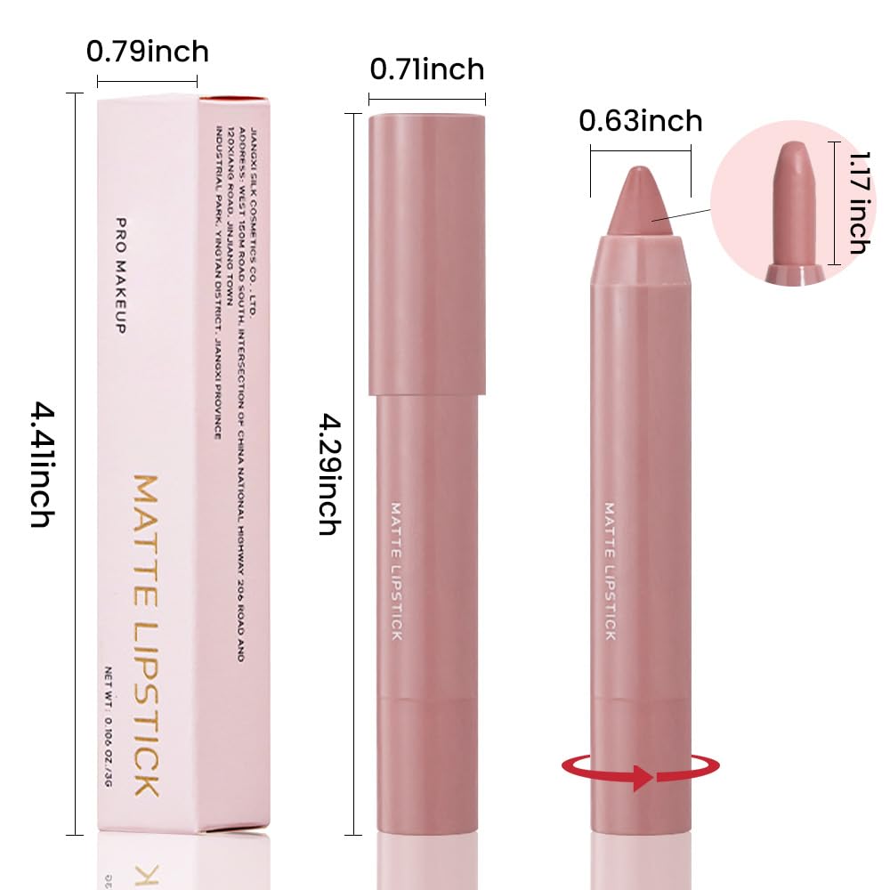 Juego de lápices labiales mate de 3 colores, lápices labiales de terciopelo suave y mate, resistente al agua y duradero, #01#03#07