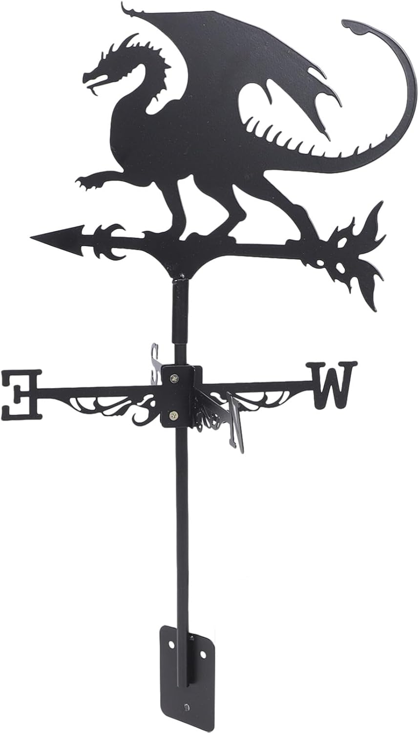 HANABASS Decoración de Halloween para exteriores, veleta de dragón, veleta de metal, instrumento de medición de dirección del viento, estaca de