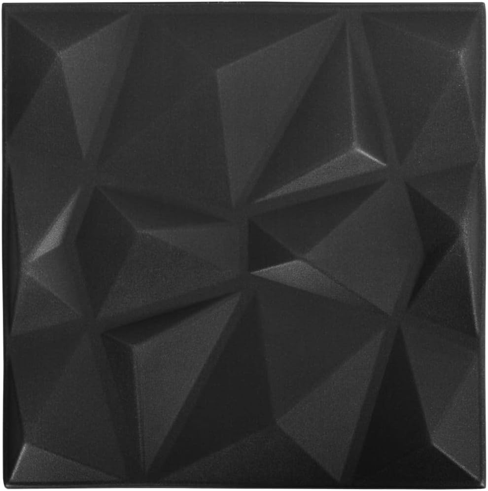 CHARMMA Paneles de pared 3D 24 piezas 19.7″x19.7″ Diamante Negro 64.6 ft-3503
