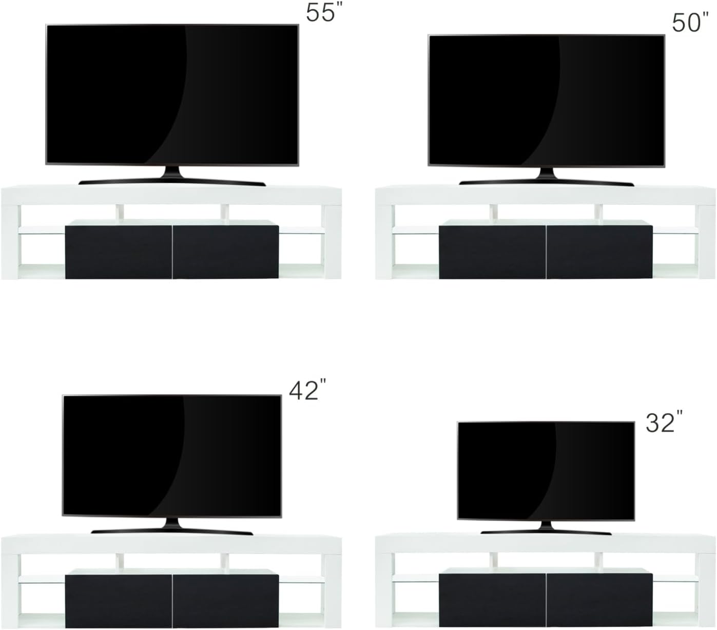 HXCQYGL Soporte flotante para TV montado en la pared, con 2 cajones y 160 luces LED, centro de entretenimiento flotante, moderno soporte de