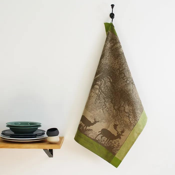 Garnier Thiebaut – Toalla de cocina jacquard francés 100% algodón, colección de animales del bosque (Cerf Et Biche Mousse)