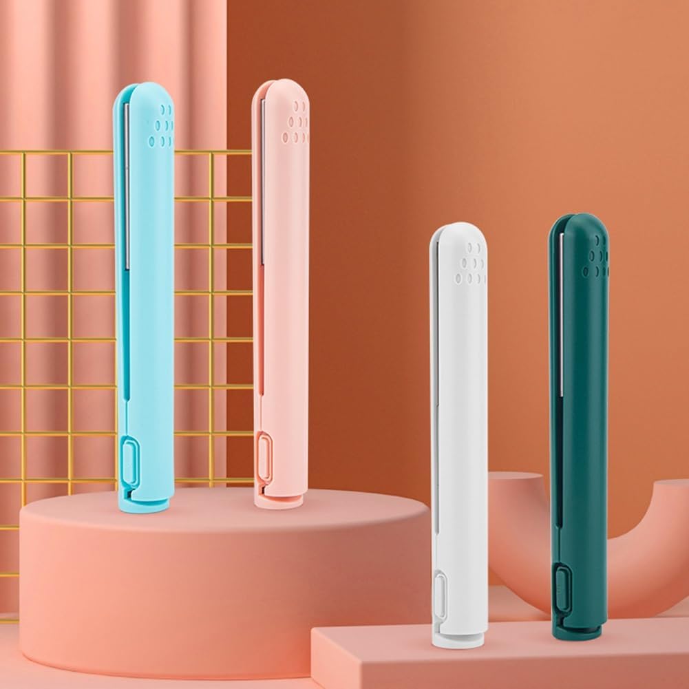 Mini rizador de doble propósito, mini plancha plana 2 en 1, mini rizador de pelo doble, mini rizador de pelo doble recargable por USB, pequeño