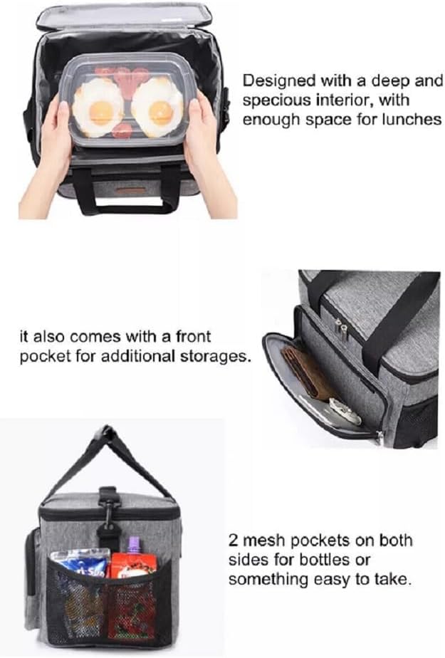 KD – Lonchera aislada, bolsa térmica portátil con capa aislante para picnic, playa, trabajo y viajes, almacenamiento caliente y frío, a prueba de