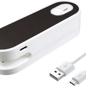 Mini sellador de bolsas, 2 en 1  resellador de plástico de mano recargable, máquina de sellado al vacío para mantener alimentos chips galletas Mini sellador de bolsas, 2 en 1  resellador de plástico de mano recargable, máquina de sellado al vacío para mantener alimentos chips galletas