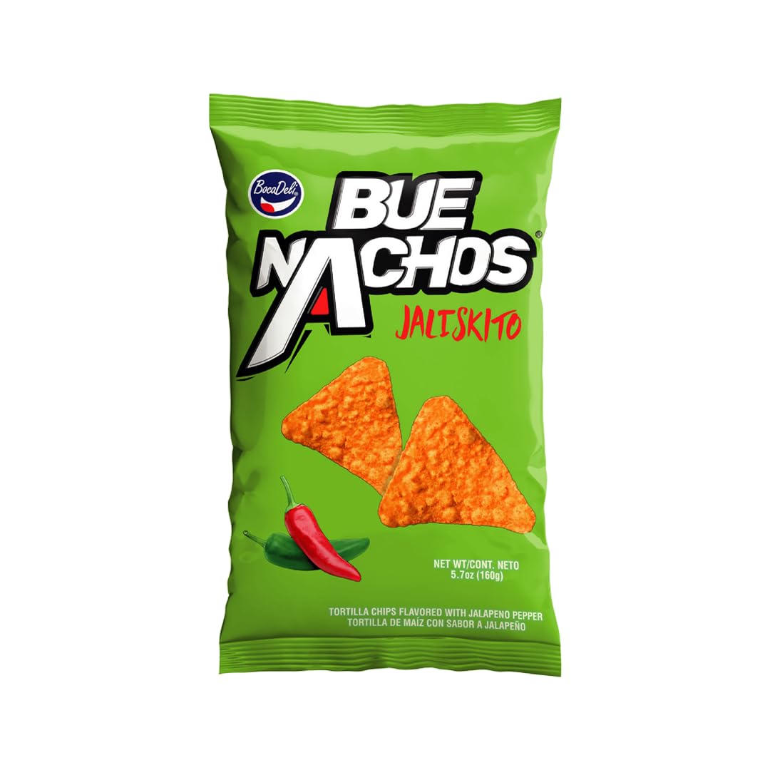 Bocadeli BueNachos Jaliskito, chips de tortilla con sabor a jalapeño, aperitivos, 5.7 onzas (paquete de 1)