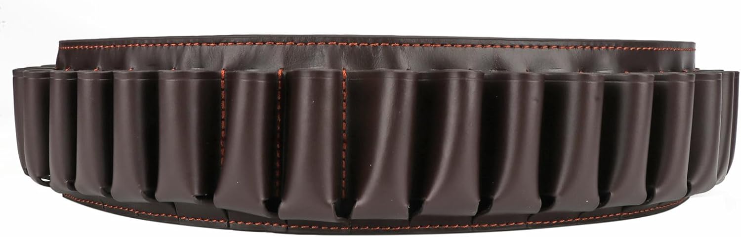 TOURBON Soporte de cuero de la cáscara de la escopeta del calibre 12, correa ajustable de la munición del cartucho de Bandolier