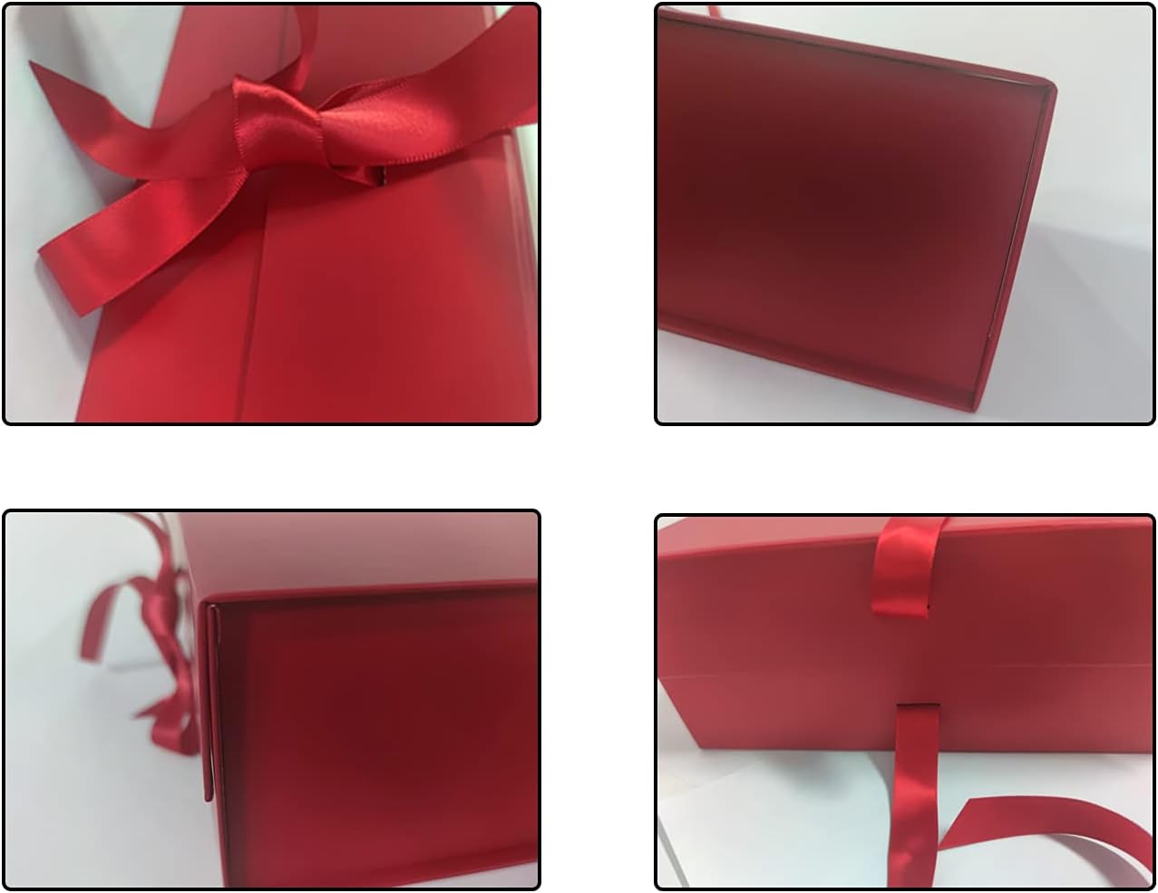 REECAGO Caja de regalo roja de 10.5 x 7.5 x 3.4 pulgadas con tapa magnética y cinta de seda para regalos de Navidad, regalos de cumpleaños, bodas,