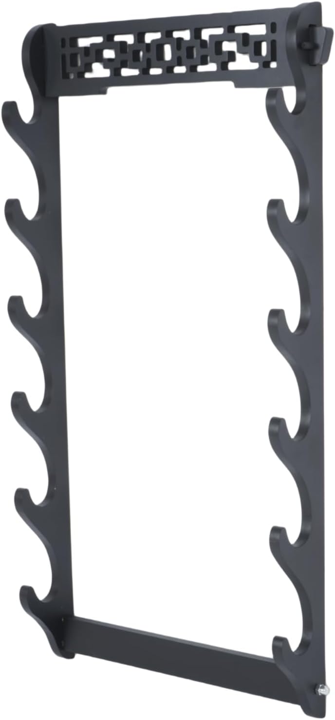Soporte de pared para espada de 6 niveles, soporte de pared de espada Katana negra, soporte de pared para espada de madera, soporte de espada
