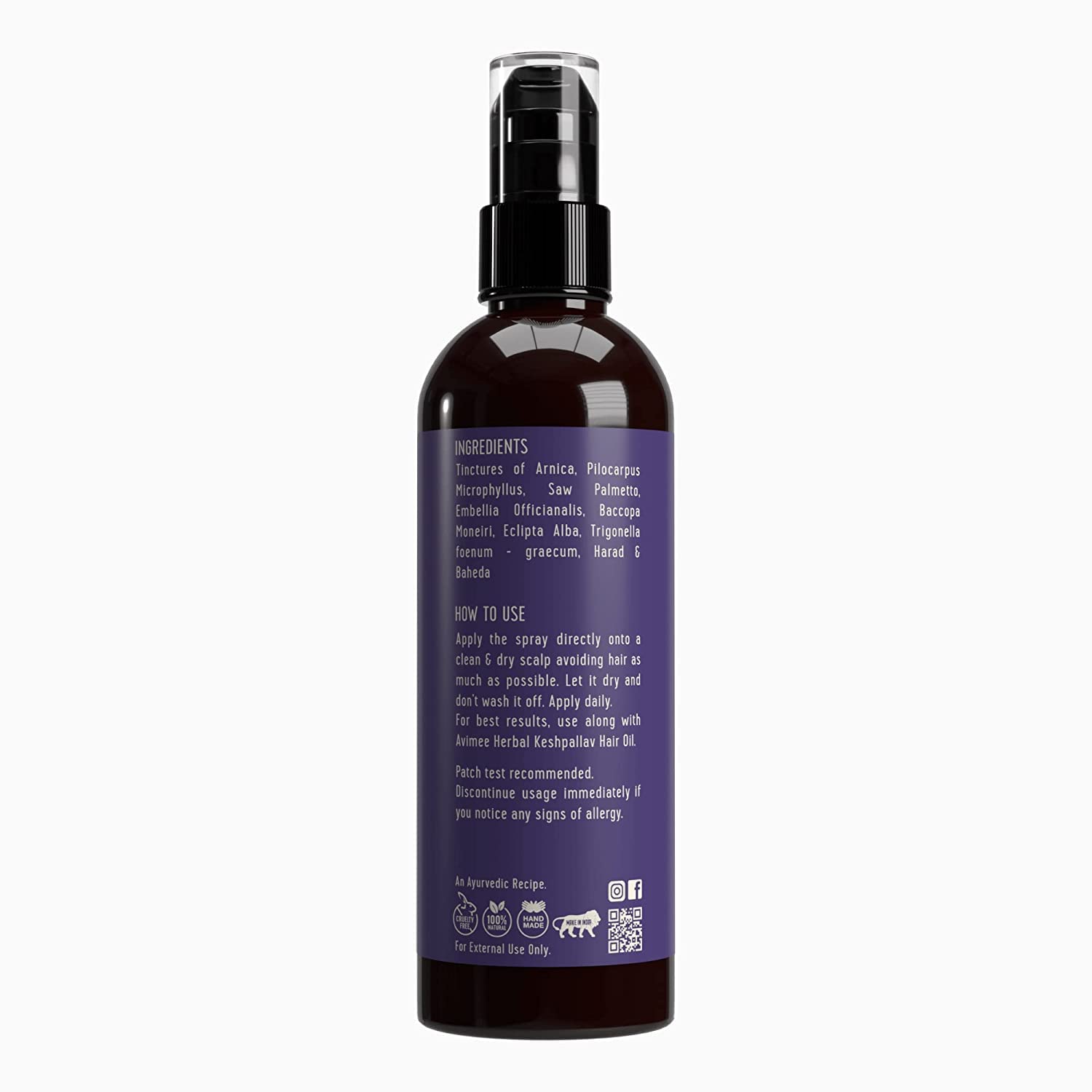 Avimee Herbal Spray para el cuero cabelludo PV 1 para todo tipo de cabello  Promueve el crecimiento del cabello  Reduce la caída del cabello (3.4 fl