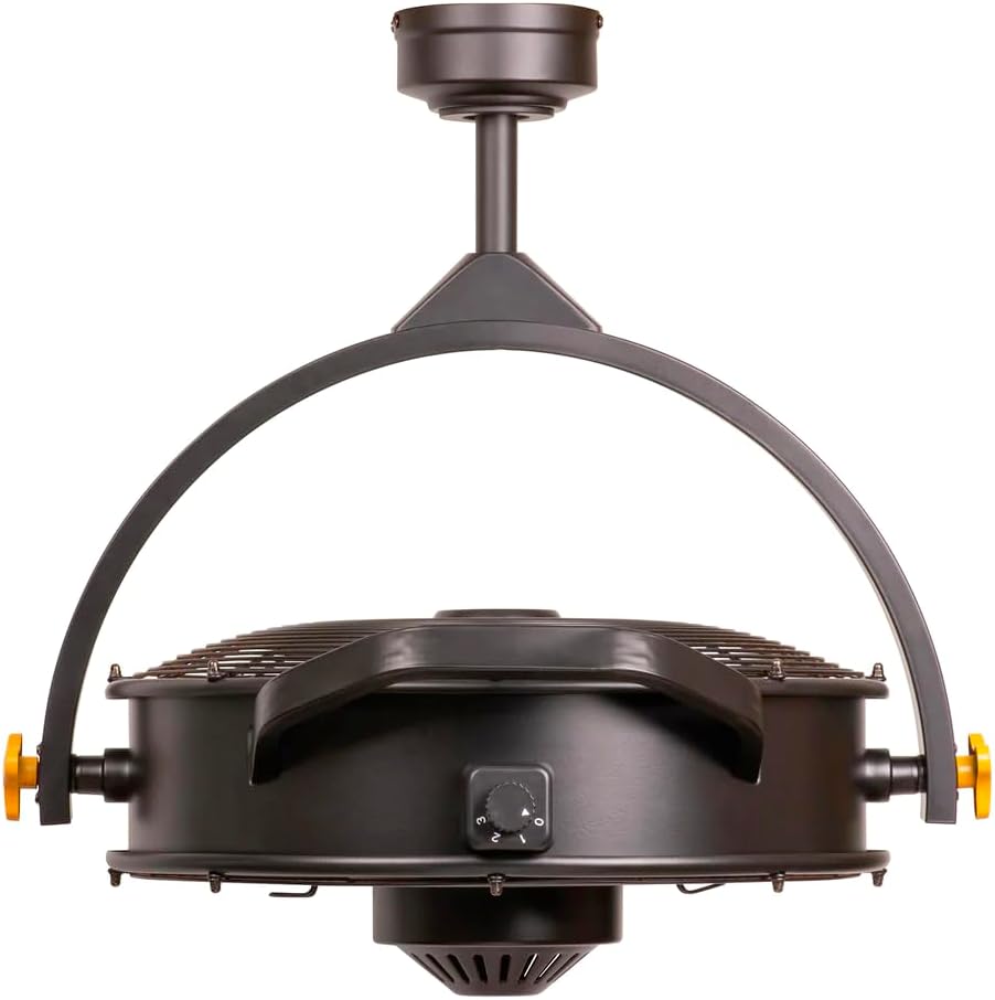 Mule 52007-45 Ventilador de garaje con cable enchufable montado en el techo de 18 pulgadas de 3 velocidades sin control remoto – negroamarillo