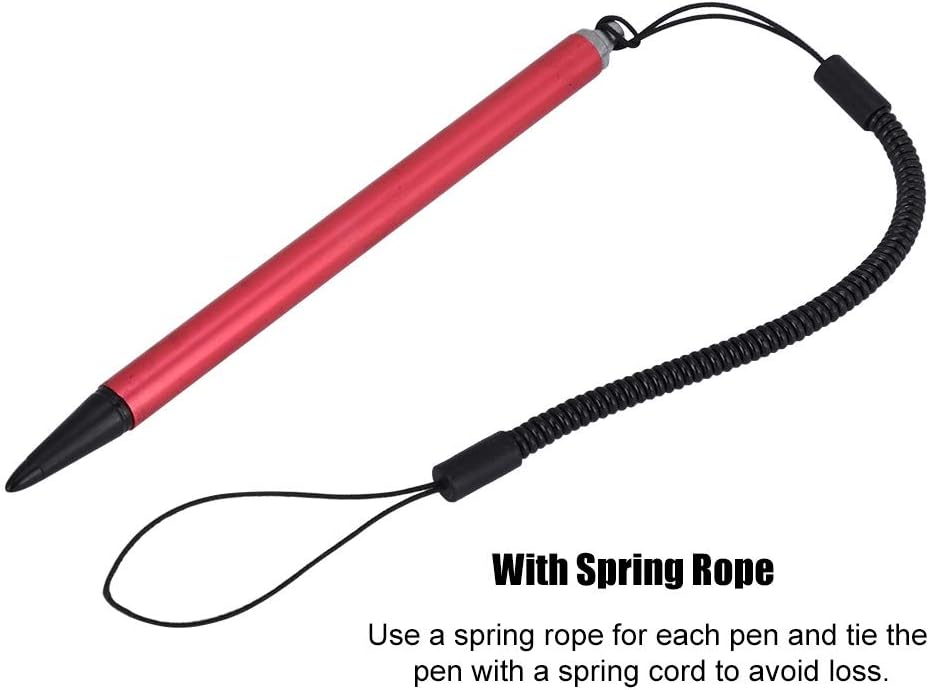 Lápiz táctil universal, lápiz táctil negroplatarojo resistivo POS PDA Navigator Tablet Screen Touch Painting Pen con cuerda de resorte colgante