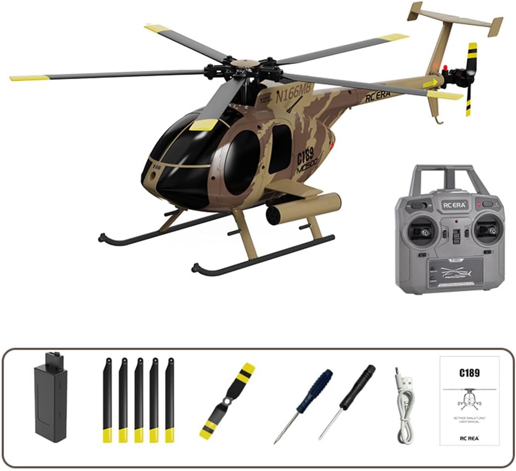 Newcomer Helicóptero RC MD500 C189, modelo de avión 128 2.4G 4CH modelo de helicóptero de un solo rotor, juguetes de helicóptero remoto para niños y