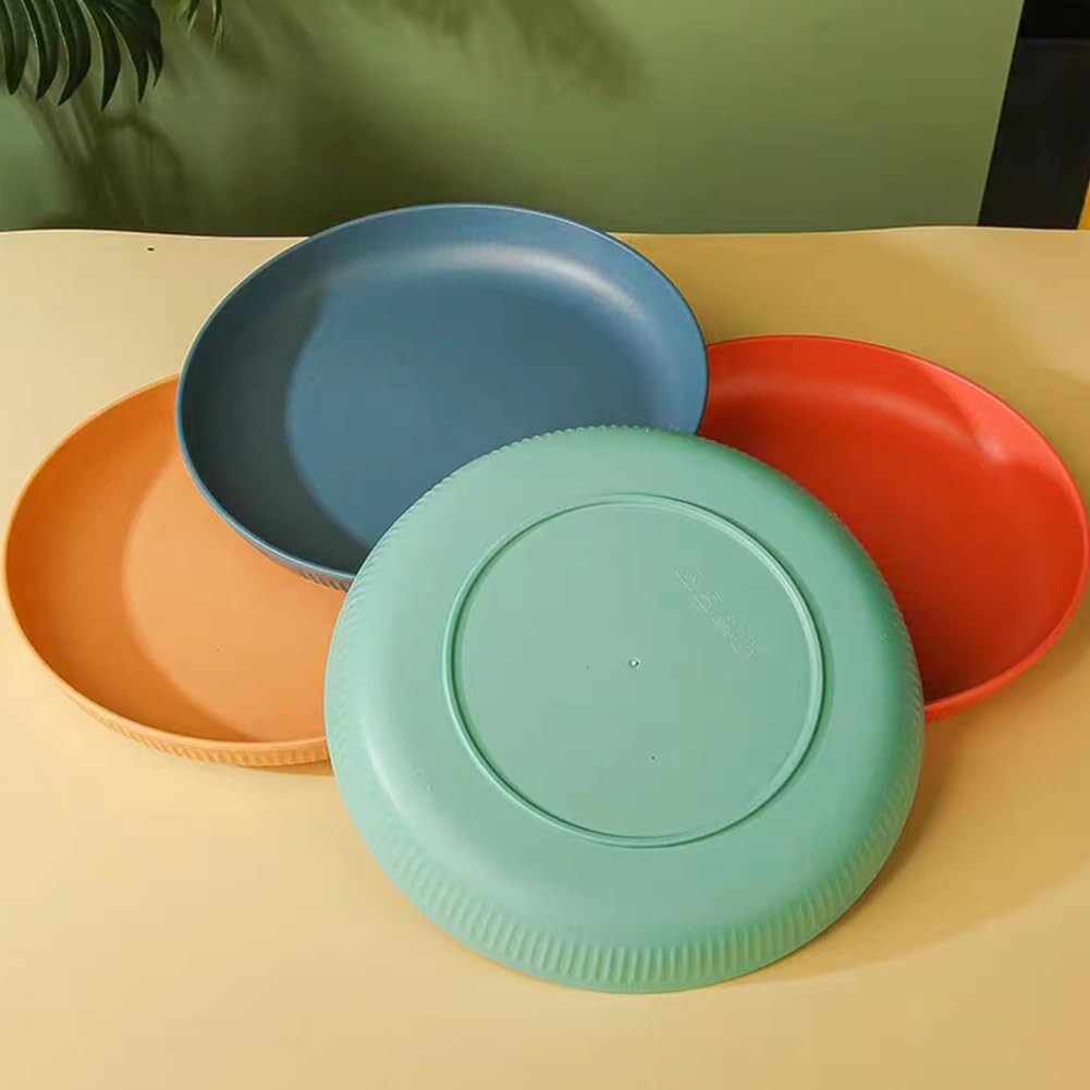 Platos de paja de trigo irrompibles de 9 pulgadas, juego de 4 platos reutilizables, aptos para lavavajillas y microondas, platos de cena, saludables