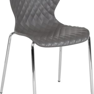 Flash Furniture Lowell Silla apilable de plástico gris con diseño contemporáneo Flash Furniture Lowell Silla apilable de plástico gris con diseño contemporáneo