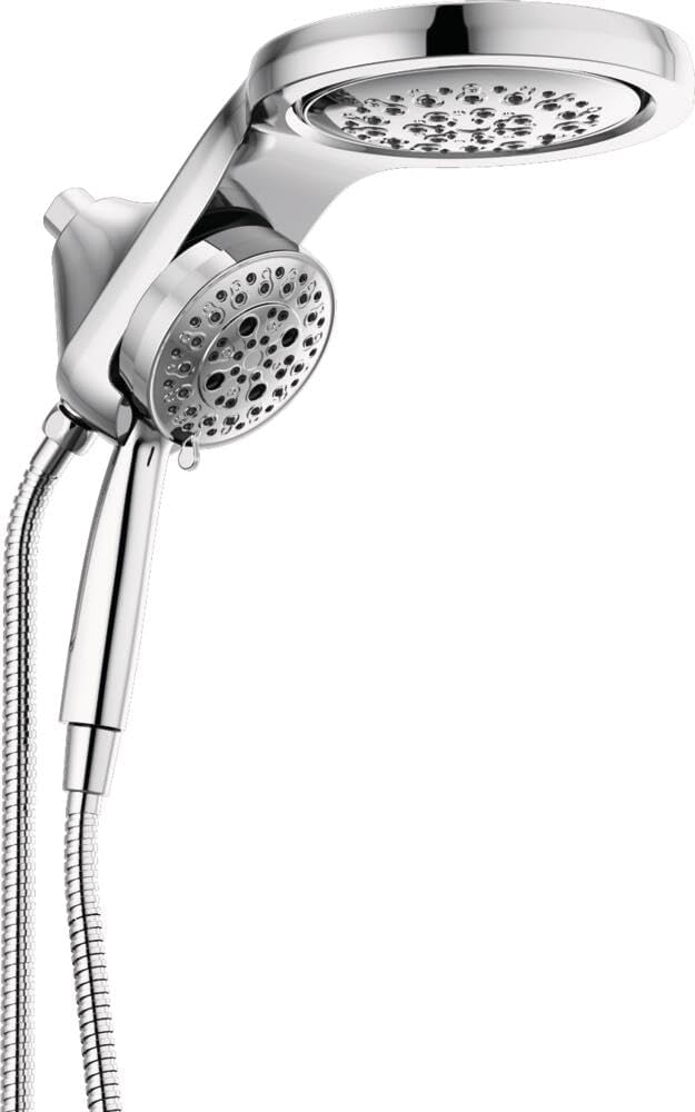 Delta Faucet HydroRain H2Okinetic 58680-25 – Regadera doble de 5 pulverizaciones con rociador de mano y manguera, regaderas de mano, regadera