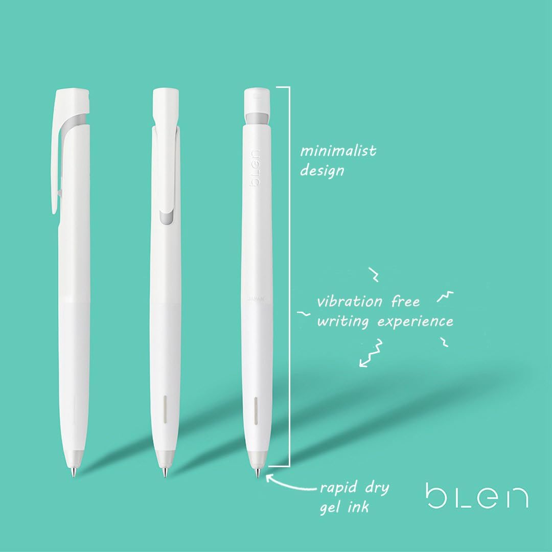 Zebra Pen bLen – Bolígrafo de gel retráctil, barril blanco, punta media, 0.028 in, tinta azul, 2 unidades (41422)