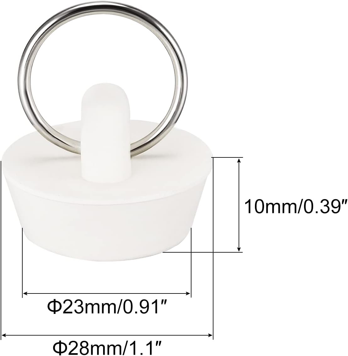 uxcell Tapón de goma para fregadero, tapón de drenaje blanco para drenaje de 1 a 1 18 pulgadas con anillo colgante para bañera, cocina y baño, 3