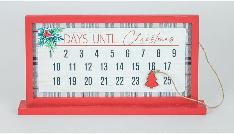 Hanna’s Handiworks Calendario de Adviento de cuenta regresiva de Navidad, decoración de mesa magnética de madera, mueve la pieza del árbol de