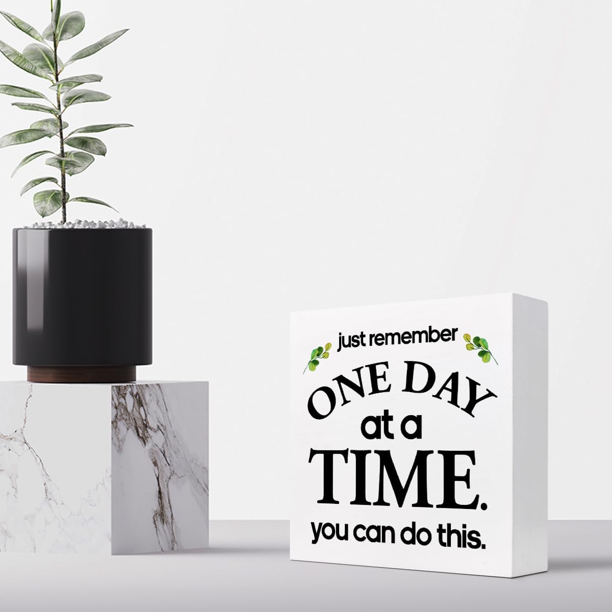 Letrero de madera con texto en inglés “Just Remember One Day at a Time You can Do This Wood”, recordatorio motivacional para decoración de