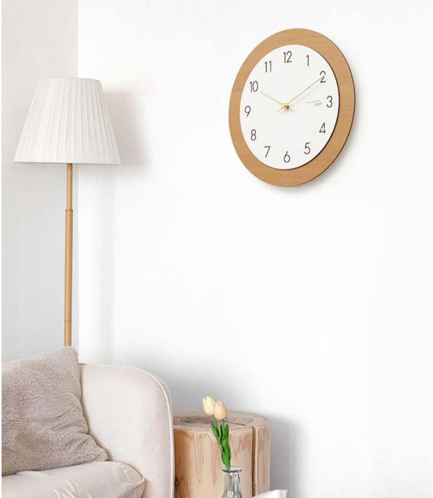 Reloj de pared moderno y minimalista reloj de pared de 15 pulgadas, silencioso, funciona con pilas, redondo, estilo nórdico, reloj de pared de grano