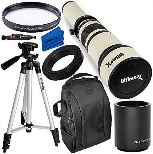 Ultimaxx Kit de lentes de zoom teleobjetivo de 25.591-51.181 in (con convertidor 2X de 51.181-102.362 in) para EOS Rebel T3, T3i, T4i, T5, T5i, T6,