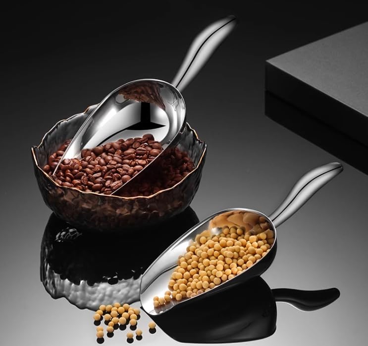 Cuchara de hielo para congelador, cuchara de hielo de acero inoxidable, pala para máquina de hielo, café, granos, alimentos, dulces, harina,