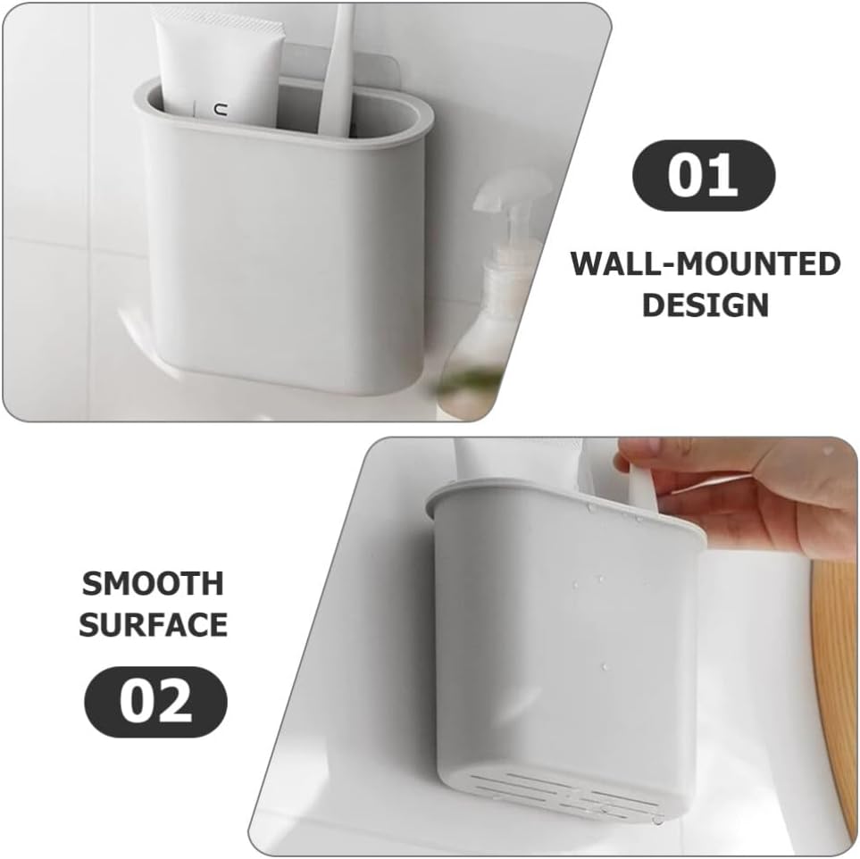 Cabilock Caja de almacenamiento de pared sin clavos, soporte para cepillos de dientes, cajas de almacenamiento de cepillos de dientes, estante de