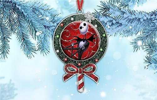 Adornos de piruleta de pesadilla, adorno de Navidad de calavera de amor antes de Navidad, adorno colgante de árbol de Navidad, adorno colgante de
