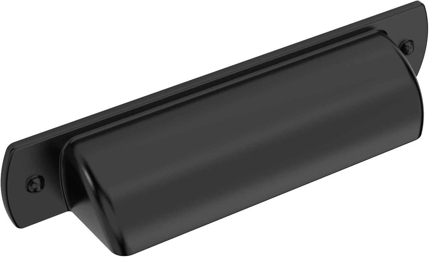 Paquete de 10 tiradores de taza de gabinete negro mate de 3 pulgadas, manijas de gabinete de cocina, tiradores de taza para armarios, tiradores de