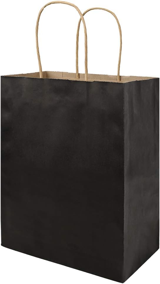 Bolsas de papel kraft de tamaño mediano de 7.9 x 4.3 x 10pulgadas con asas, a granel, bolsas de regalo Bagmad, para decorar a tu gusto, compras,