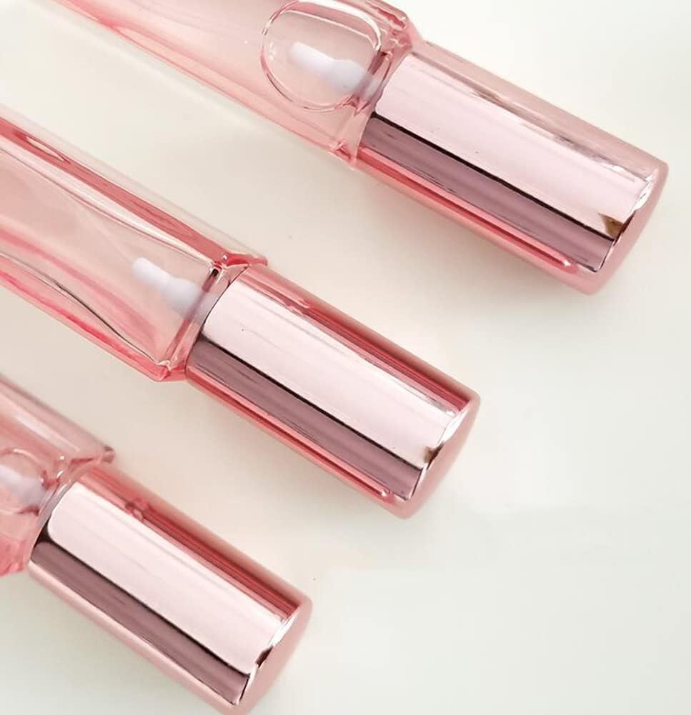 Botellas de perfume de vidrio de 0.7 onzas líquidas, botellas vacías de perfume en aerosol rosa con tapa de oro rosa, recargable, portátil,