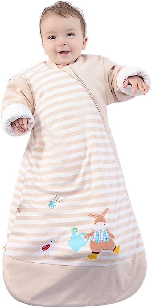 Saco de dormir con cremallera de 3 vías para bebé, niña, niño, unisex, saco de dormir para bebé, 100% algodón, TOG 2.5, manta portátil para bebé