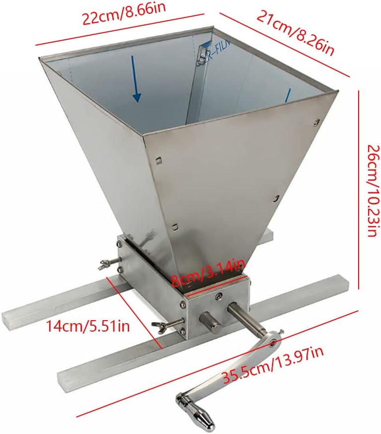 Molino triturador de grano de 2 rodillos, trituradora de acero inoxidable, molino de malta Homebrew, molino de grano manual, taladro de baja