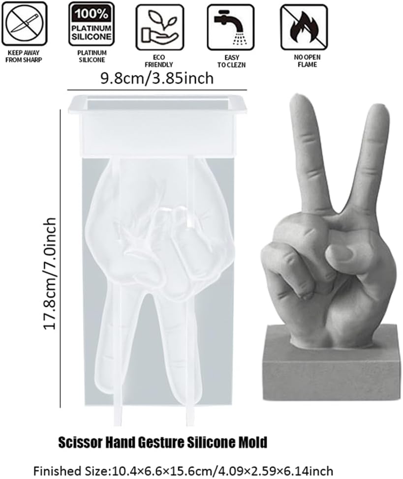 Molde de silicona en forma de mano, molde de vela de gestos creativos, molde de fundición de resina 3D para hacer velas y hornear, hacer jabón,