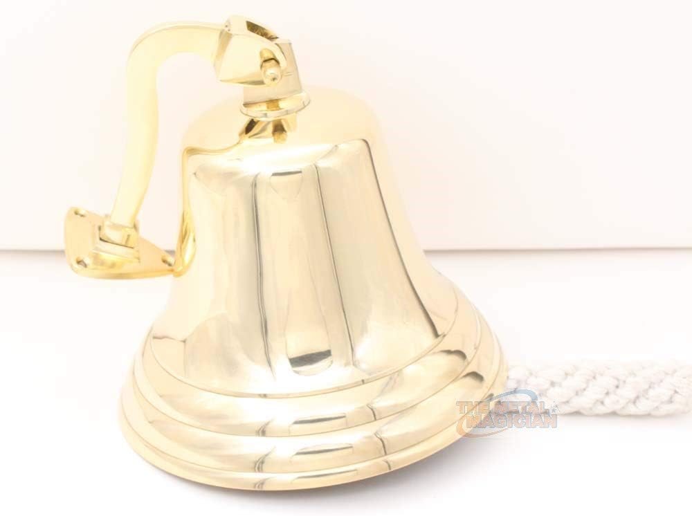 Campana colgante de latón macizo de 4 pulgadas para montar en la pared, perfecta para cenas, interiores, exteriores, escuela, bar, recepción, último