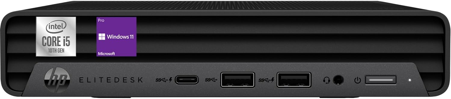HP Mini escritorio EliteDesk 800 G6 Business, procesador Intel Core i5-10500T, RAM DDR4 de 16 GB, SSD PCIe de 256 GB, RJ-45, Displayport, KB y mouse