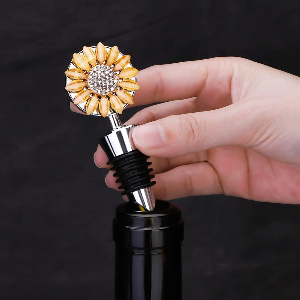 Soleebee 1 paquete de tapones decorativos para vino, delicados tapones de vino con diamantes con motivos de animales y plantas, tapones