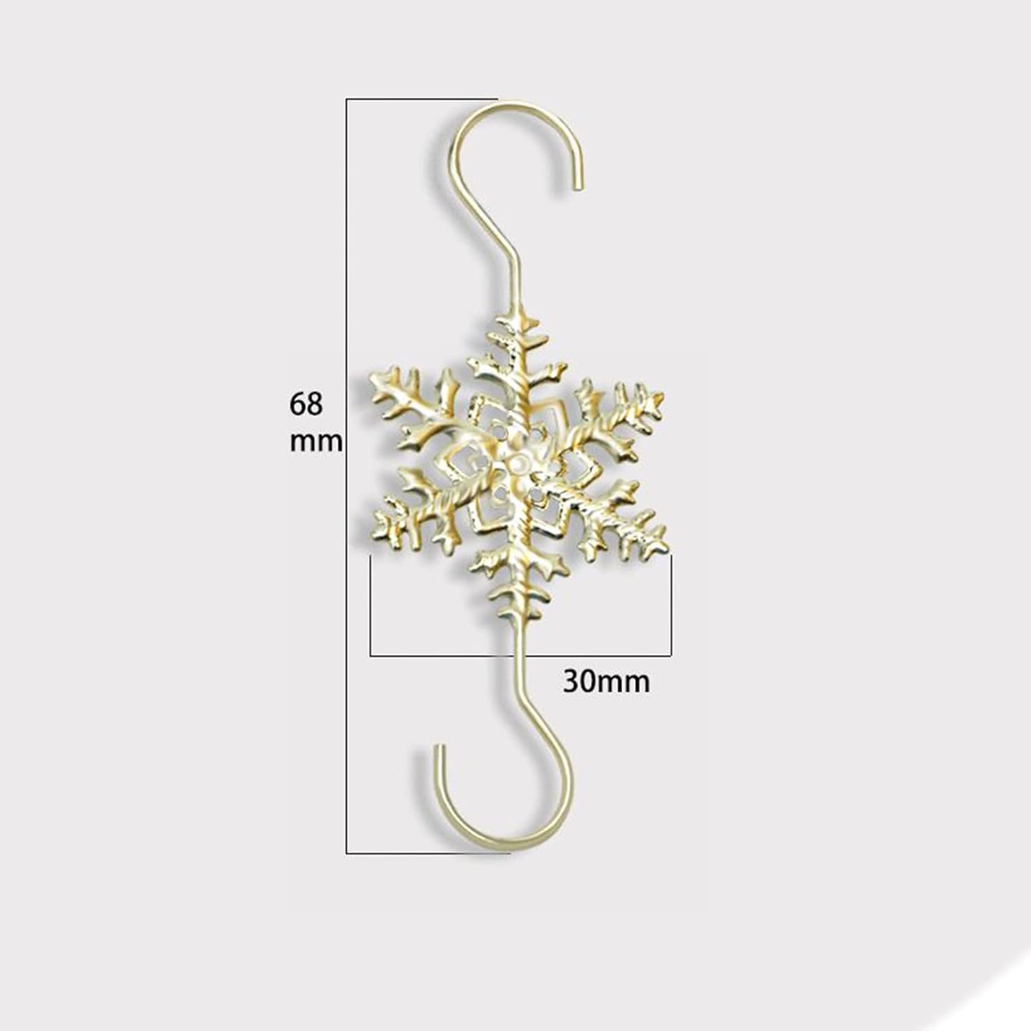 IHEOJAOC Ganchos de adorno de Navidad  Ganchos decorativos de copo de nieve dorado plateado (20 unidades, plata dorada)