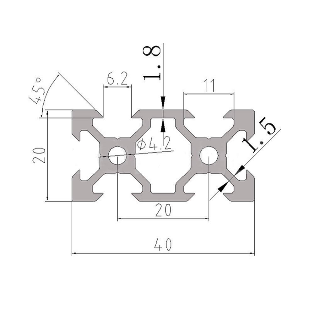 2 unids 23.622 in V Slot 2040 extrusión de aluminio estándar europeo anodizado riel lineal para piezas de impresora 3D y CNC DIY plata (23.622 in)