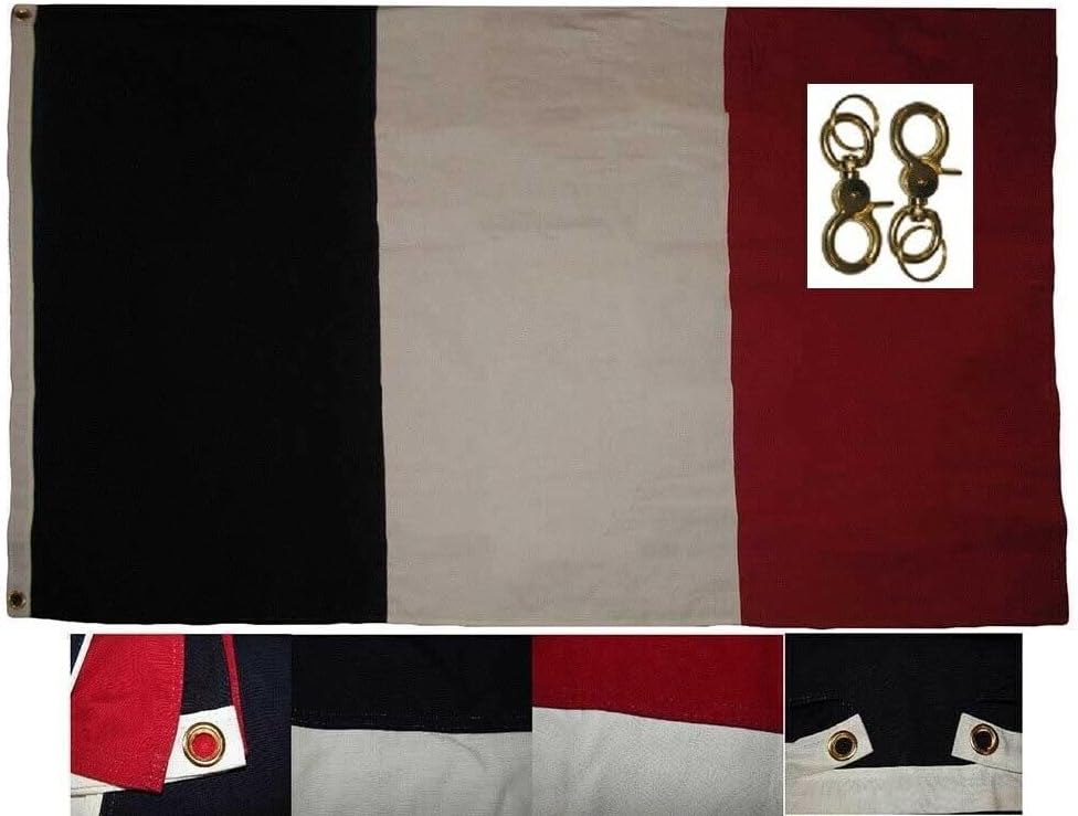 Bandera francesa bordada de algodón francés de 3 x 5 pulgadas, ojales grandes de 3 x 5 pies, 2 clips
