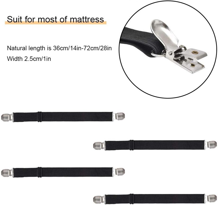 4 clips de correas ajustables para sábanas, soporte elástico para sábanas y tirantes, agarradores para sujetar sábanas, colchones, sofá, mantel,